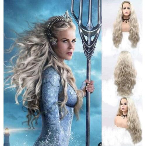 Blonde Lace Front Wigs Long Wave Synthetic Hair Wigs for Womens Natural Hairline Platinum Blonde Color Hair Cosplay Party Wig