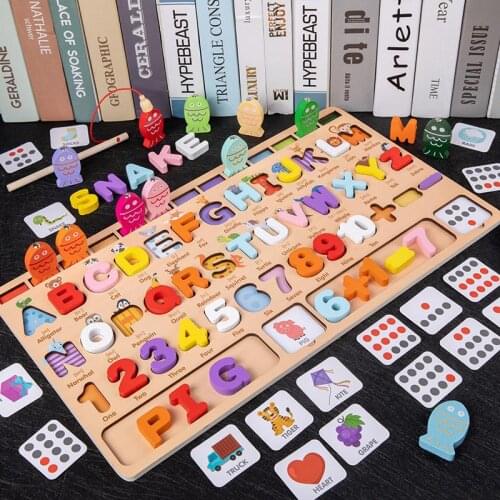 Wooden Card Spelling Puzzle Play Logarithmic Board Letter Cognition English Learning Montessori Educational Toys For Children