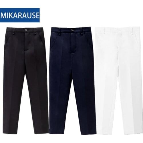 Kids Regular-Fit Non Iron Boys Pants Boy Girls Trousers Children Teenage School Boy Formal Party Clothes Black Solid Suits Pants