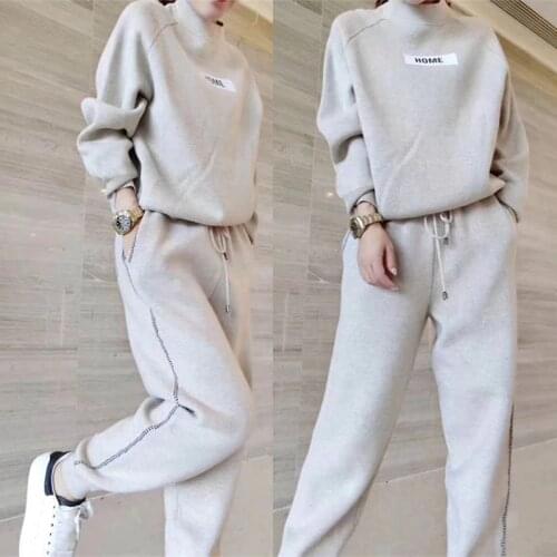 2 piece set women Suit female 2020 autumn pants spring and winter new knit suit women thicker loose sweater Harlan casual sets