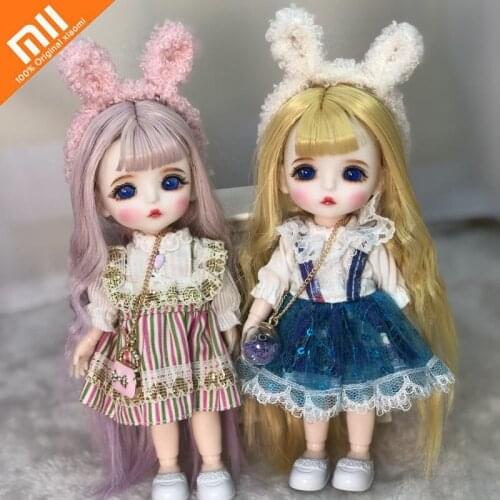 Xiaomi 16cm BJD Doll 12 Moveable Joint Exquisite Makeup Change Makeup Doll 3D Eyes Dress Up Baby Dolls DIY Toy Girls Gift Dolls