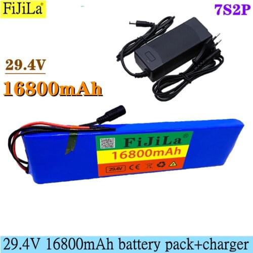 24V 16.8Ah 7S2P 18650 li-ion Rechargeable battery pack 29.4v 16800mAh electric bicycle moped Balancing scooter+2A Charger