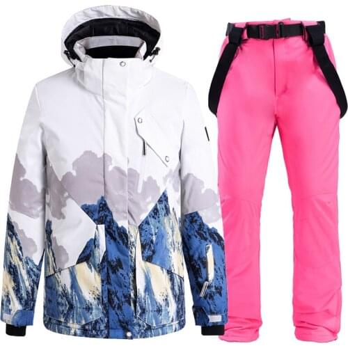 -30 degree Ski Suit Women Men Winter Couples Skiing Snowboard Jackets and Pants Warm Waterproof Ski Jackets Women Snow Costumes