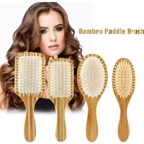 Natural Bamboo Paddle Massage Brush Hair Care Wooden Hair Brush Massage Scalp Hairdressing Styling Comb Bamboo Paddle Brush