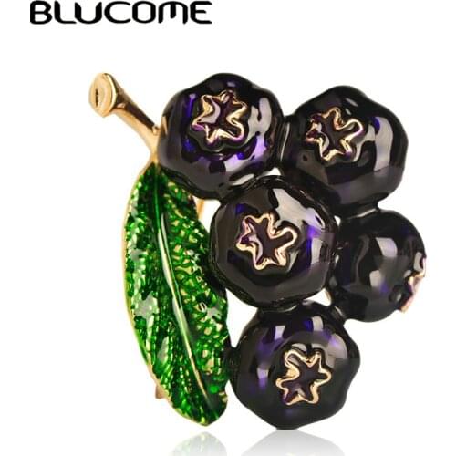 Blucome Fashion Dark Blue Enamel Blueberry Shape Brooch Women Kids Men Cool Gifts Fruit Brooches Accessories Team Uniforms Badge