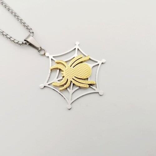 2019 New Fashion jewelry necklace men 316 Stainless steel hip hop spider net charm necklace for men stylish jewelry BLKN0120