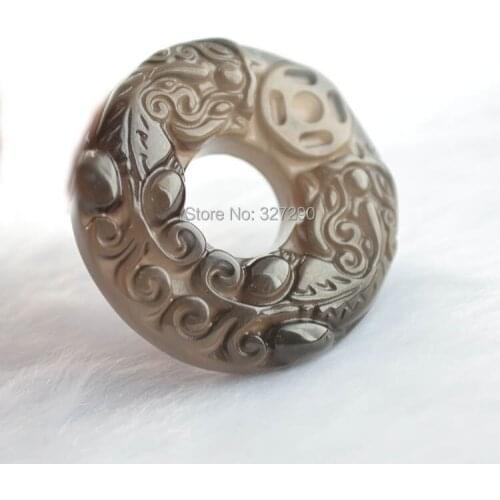 Natural Ice Kind Of Obsidian Double Pixiu Pendant For Necklace Making Donut Shape Energy Wealth Unisex Jewelry 5pc/lot