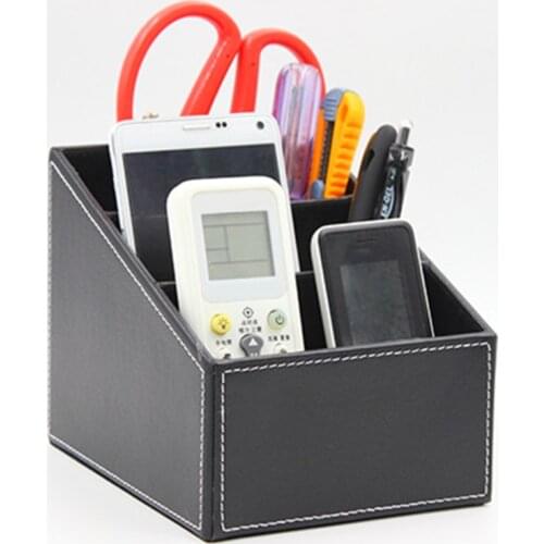 2021 New PU Leather Holder Storage Box Remote Control Organizer Desk Phone And TV