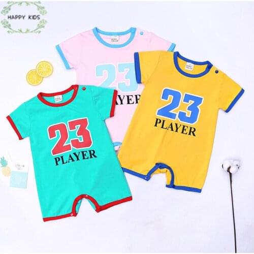 New Summer Clothes Baby Boy Girl Overalls Newborn Baby Clothing number Printing Short Sleeved Jumpsuit basketball Rompers DLY457
