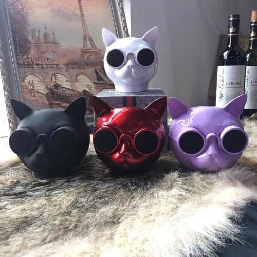 Portable Wireless Bluetooth Speaker Cool Cat Led Light Mini Sound Box with mic 3D Stereo Subwoofer Support handsfree TF Card