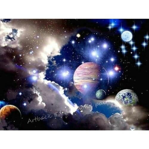 Sale 5d diy diamond painting planet starry sky full square / round drill diamond embroidery 3d mosaic home decoration animal