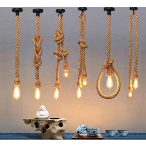 Manual Creative Rope Chandelier Dining room Lamp Restoring Ancient Ways Decorative Chandelier Loft Decor Lights