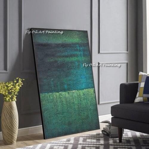 Hand Painted Oil Painting Abstract Thick Modern Simple green Color Art Wall Picture Canvas for Living room Home Wall Decor