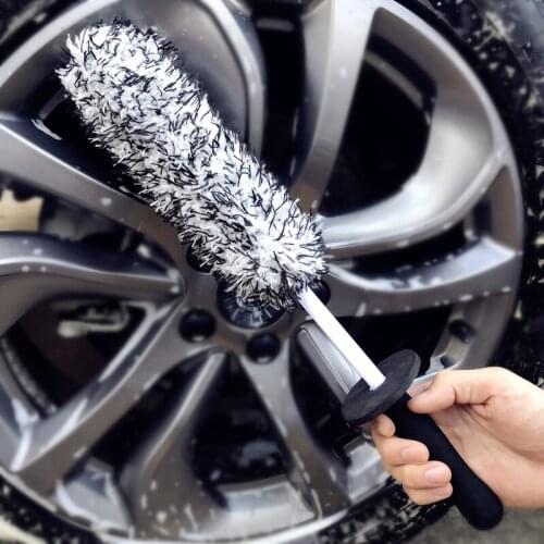 Premium Wheels Cleaning Brush Non-Slip Handle Microfiber Easy To Cleaning Rims Spokes Wheel Barrel & Brake Caliper Car Wash Tool