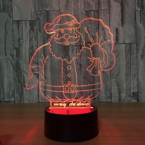 Cute Santa Claus 7 Color Lamp 3D Visual Led Night Lights For Kids Touch Usb Table Lampara Lamp Baby Sleeping Nightlight Gift