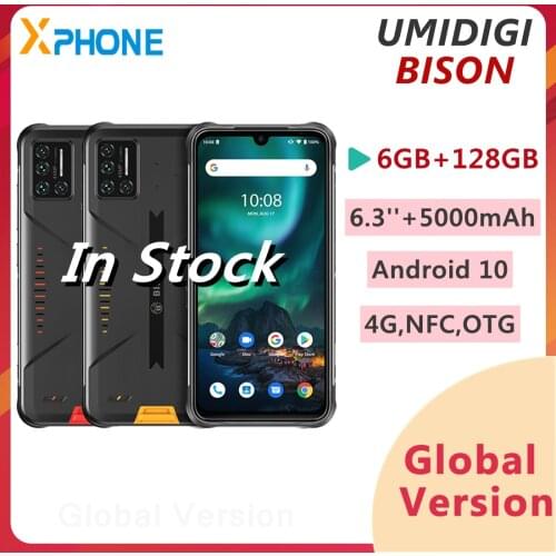 UMIDIGI BISON 6GB 128GB Rugged Phone 48MP Quad Back Camera 5000mAh 6.3 inch Android 10.0 4G Network NFC Smartphone