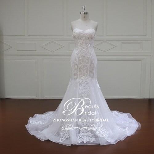 Vestidos De Noiva Sereia Custom Made Bridal Gowns Lace Appliques Luxury Mermaid Wedding Dresses XF16007