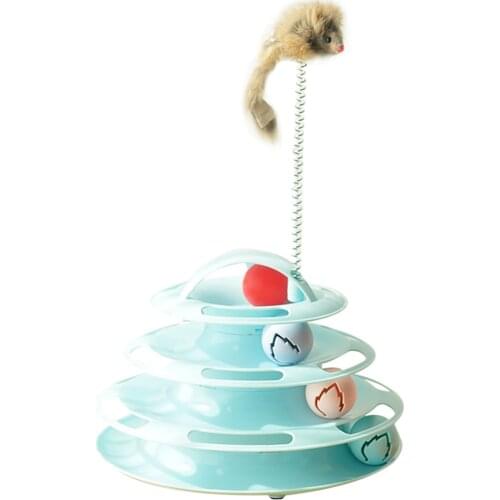 Three Levels Pet Cat Toy Tower Tracks Disc Cat Intelligence Amusement Triple Pay Disc Cat Toys Ball Training Amusement Plate