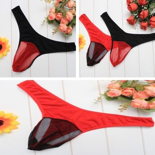 Men Sexy Underwear Panties Pouch Thongs See-Through Mesh Thongs Briefs G String Homme Lovers Valentines Day Gifts Underwear
