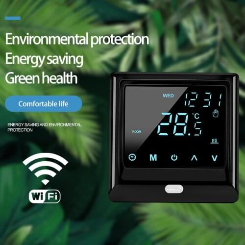 Tuya WiFi Smart Thermostat with Probe LED Touch Screen Electric Floor Heating Temperature Remote Control for Google Home, Alexa