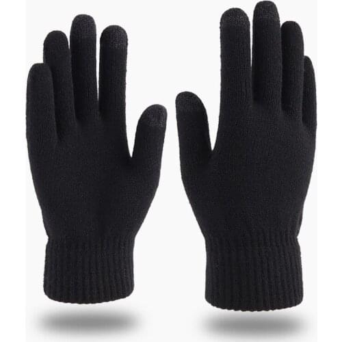 Love warm new knitted gloves autumn and winter outdoor finger wool warm thickened touch screen gloves