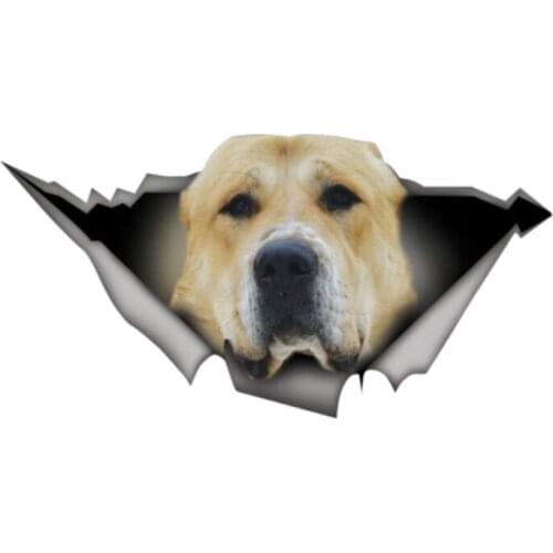 13cm X 7cm 1 Pcs Personality Car Sticke Golden Alabai 3D Vinyl Waterproof Car Window High Quality Accessories PVC