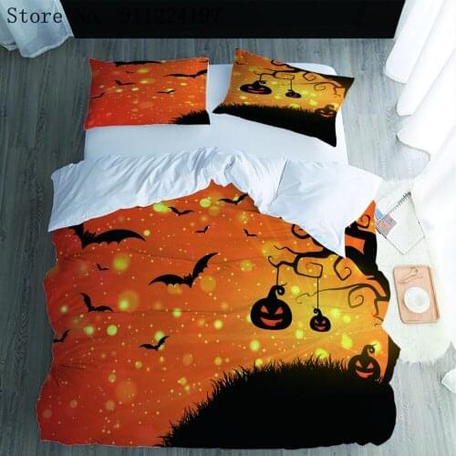 2/3pcs Luxury Bedding Set Halloween Duvet Cover Set Kids Boys Quilt Cover Set Pumpkin Bat Bedclothes Microfiber Bed Linen Set