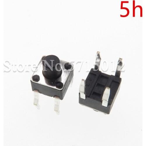 200pcs 4.5*4.5*5mm 4pin DIP Black Micro Push Button Tactile Tact Momentary Electronic Switch