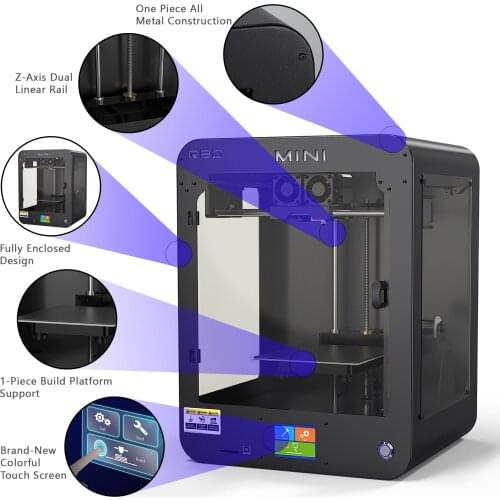 Mini 3D Printer High-Resolution Enclosed Large Size Heated Movable Magneticfor School Education and Home Entertainment