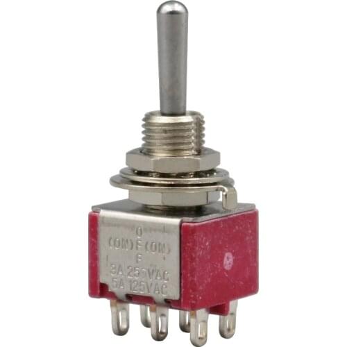 5Pcs T8012A-S 6Pin 3Position Momentary DPDT (ON)-OFF-(ON) Red Toggle Switch 5A 125VAC
