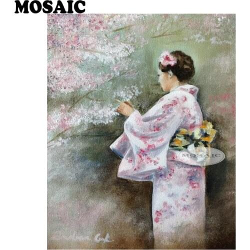 Diamond Embroidery Japanes sakura Angel girl diamond pattern 5D DIY paintings 3D cross stitch mosaic stickers Decoration B209