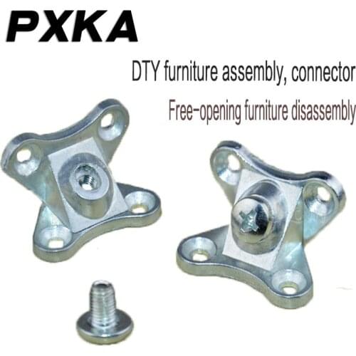 Free shipping DIY furniture hardware three-in-one connector connection screw fastening parts removal angle iron