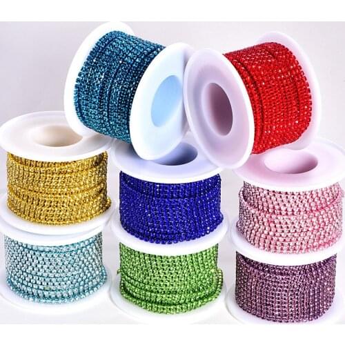 Many Color 1 Yard Clear Rhinestones Chain Silver Claw Sew On Rhinestones For Clothes Glitter Crystal Glass Strass Jewelry Craft