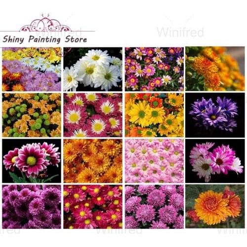 Floral Diamond Painting Colorful Daisy Flower Clusters Wall Art 5D DIY Full Drill Diamond Embroidery Home Decoration Handicrafts