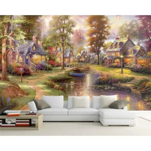 Custom House Decorative Murals European Style Cabin Oil Painting Landscape Walls photo 3d Self Adhesive wallpapers Waterproof