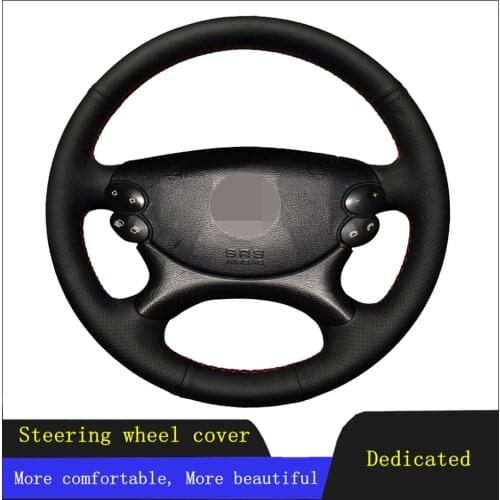 DIY Car Steering Wheel Cover Black Hand-stitched Wearable Artificial Leather For Mercedes Benz C-Class W204 2007-2011