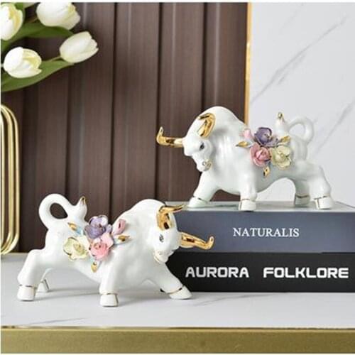 2021 European modern ceramic cow crafts, creative animal artwork, home office desktop decorations, business gifts