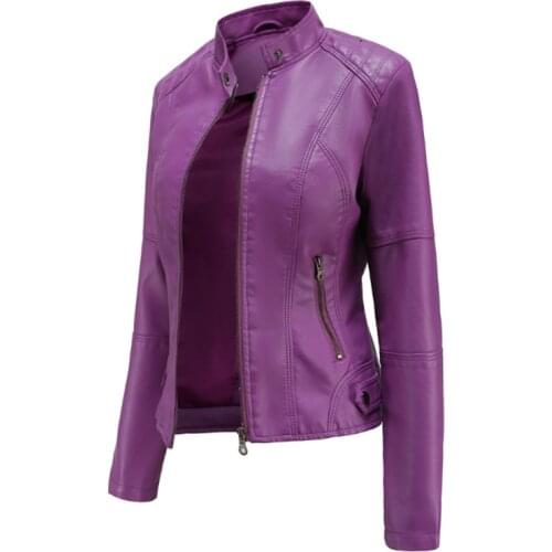 Red Leather Jacket Women Spring autumn PU coat black girls gothic faux leather jackets