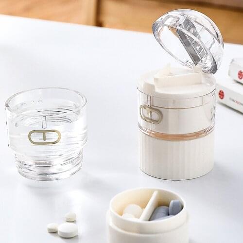 Pill Crusher Pulverizer Grinder 3 in 1 Tablet Cutter with Box Med and Vitamin Breaker Medicine Divider Top Down Crushing