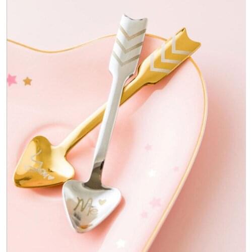 MICCK Stainless Steel Coffee Spoon Creative Scoop Cupids Arrow Barista Tools Coffee Stirring Kitchen Decoration Teaspoon