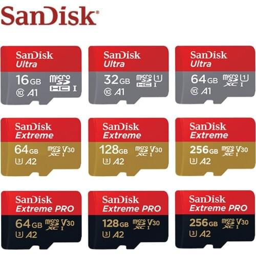 SanDisk Micro SD Card 16GB 32GB A1 MicroSDHC Memory Card 64GB 128GB 256GB 400GB MicroSDXC EXTREME PRO V30 U3 A2 4K UHD TF Cards