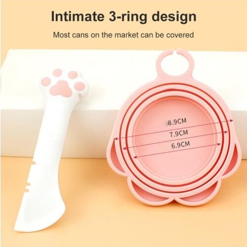 Multifunction Pet Canned Spoon Can Opener Silicone Canned Lid Pet Food Can Cover Fresh-keeping Lids Cat Dog Feeder Shovel