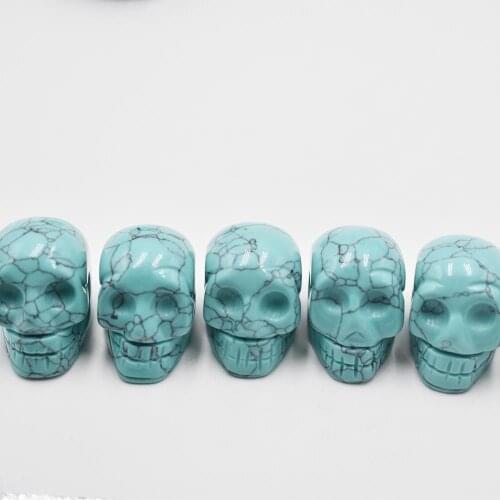 Fashion best selling top quality Turquoise stone carved skull charms pendants for jewelry making 6pcs/lot wholesale
