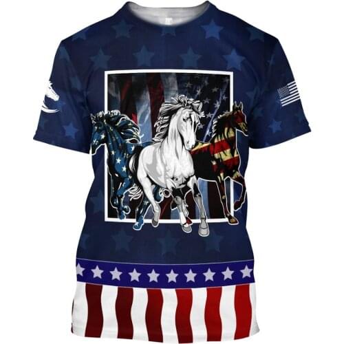USA Size Mens summer 2021 Beautiful Love Horse 3D Printing Summer Beach Casual Fashion Loose Plus Size Mens T Shirt