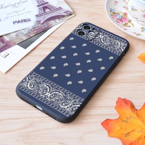 Bandana Blue Paisley Bandana Print Soft Silicone Matt Case For Apple iPhone Case