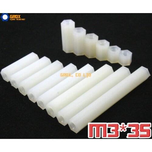 100 Pieces Nylon M3 x 35mm Female PCB Motherboard Standoff Spacer