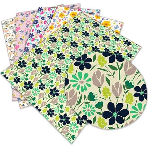 New Beautiful Flower Pattern Printed 30 cm x 136cm Faux Leather Sheets for Hair Bow Diy Decoration Crafts L254 L255