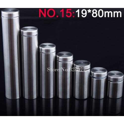 19*80mm Stainless steel fasteners advertisement glass standoff hollow screw glass cabinet display screw 500PCS wholesale KF847
