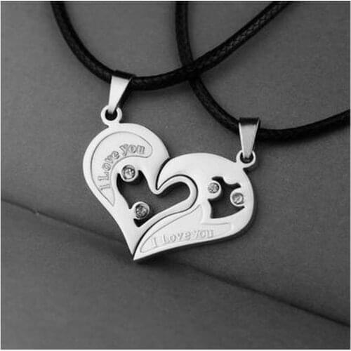 Couple Necklace Jewelry Fashion Heart Shaped Pendant Man Accessories Gift Trend Choker Neck Goth Punk Mens Chain Necklaces