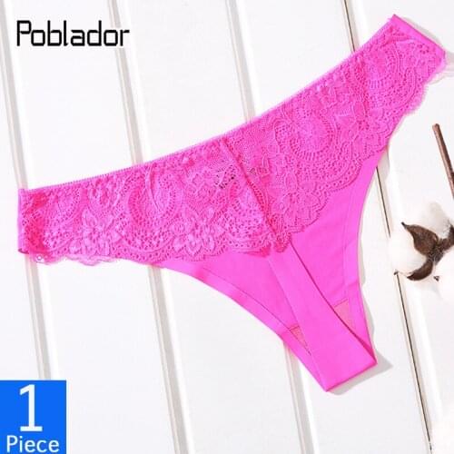 Poblador New Sexy Womens Hollow Out G-String Underwear Seamless Lace Thongs Low Waist Female Fashion Soft Lady Lingerie Tanga